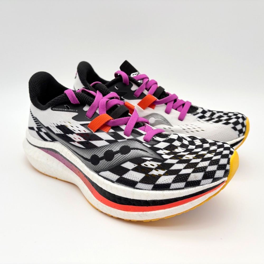 Saucony Endorphin Pro 2 Running Shoes Womens Size 6.5 White Black Lace Up